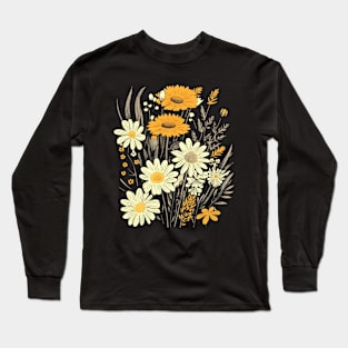 Wild Flowers, Vintage Botanical, Pastel Floral Nature, Garden Lover, Flower Lover Long Sleeve T-Shirt